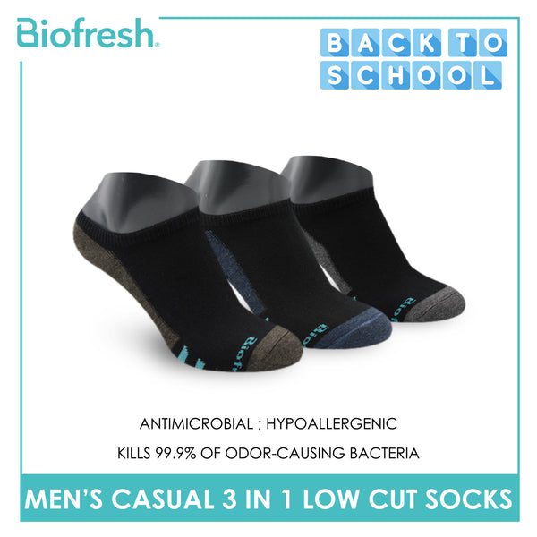 Biofresh Men’s Antimicrobial Odor Free Cotton Ankle Lite Casual Socks 3 pairs in a pack RMCKG13