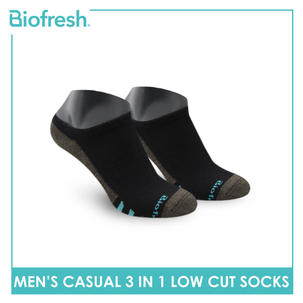 Biofresh Men’s Antimicrobial Odor Free Cotton Ankle Lite Casual Socks 3 pairs in a pack RMCKG13