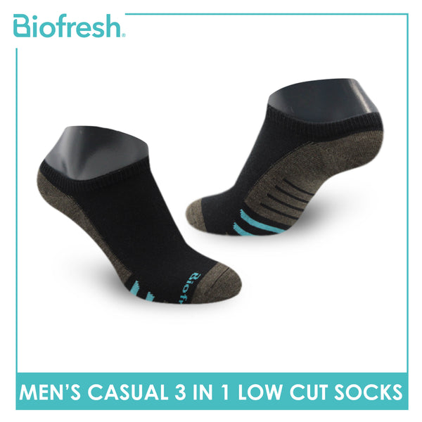 Biofresh Men’s Antimicrobial Odor Free Cotton Ankle Lite Casual Socks 3 pairs in a pack RMCKG13