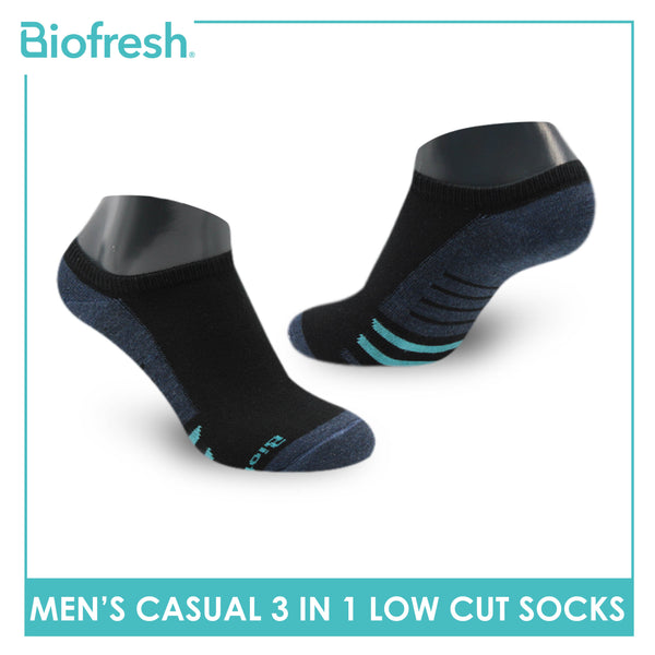 Biofresh Men’s Antimicrobial Odor Free Cotton Ankle Lite Casual Socks 3 pairs in a pack RMCKG13