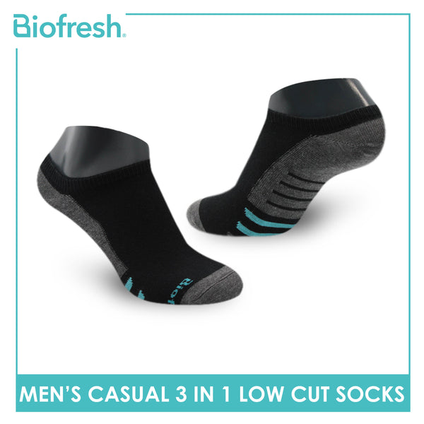 Biofresh Men’s Antimicrobial Odor Free Cotton Ankle Lite Casual Socks 3 pairs in a pack RMCKG13