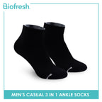Biofresh Men’s Antimicrobial Cotton Ankle Lite Thin Casual Socks 3 pairs in a pack RMCKG15