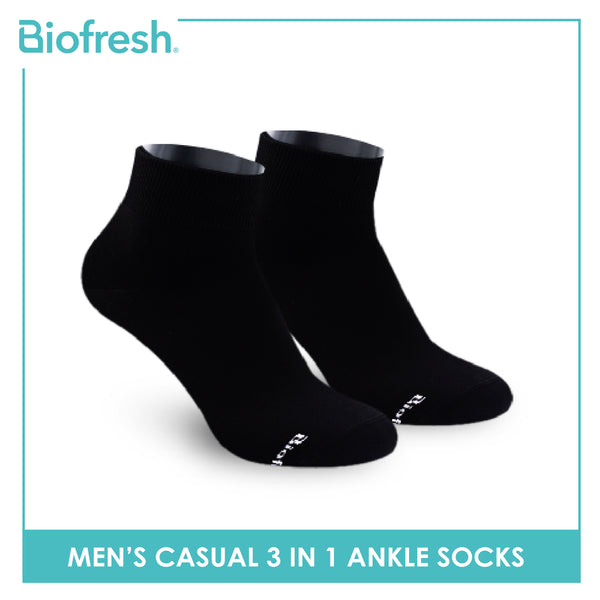 Biofresh Men’s Antimicrobial Cotton Ankle Lite Thin Casual Socks 3 pairs in a pack RMCKG15