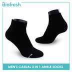 Biofresh Men’s Antimicrobial Cotton Ankle Lite Thin Casual Socks 3 pairs in a pack RMCKG15