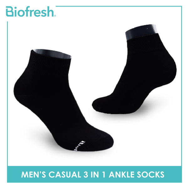 Biofresh Men’s Antimicrobial Cotton Ankle Lite Thin Casual Socks 3 pairs in a pack RMCKG15