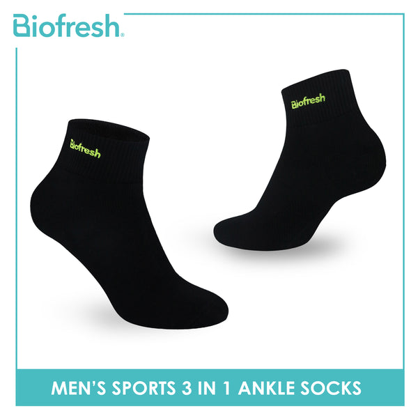 Biofresh Men’s Antimicrobial Cotton Thick Sports Ankle Socks 3 pairs in a pack RMSEG6