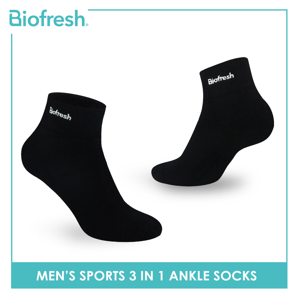 Biofresh Men’s Antimicrobial Cotton Thick Sports Ankle Socks 3 pairs in a pack RMSEG6