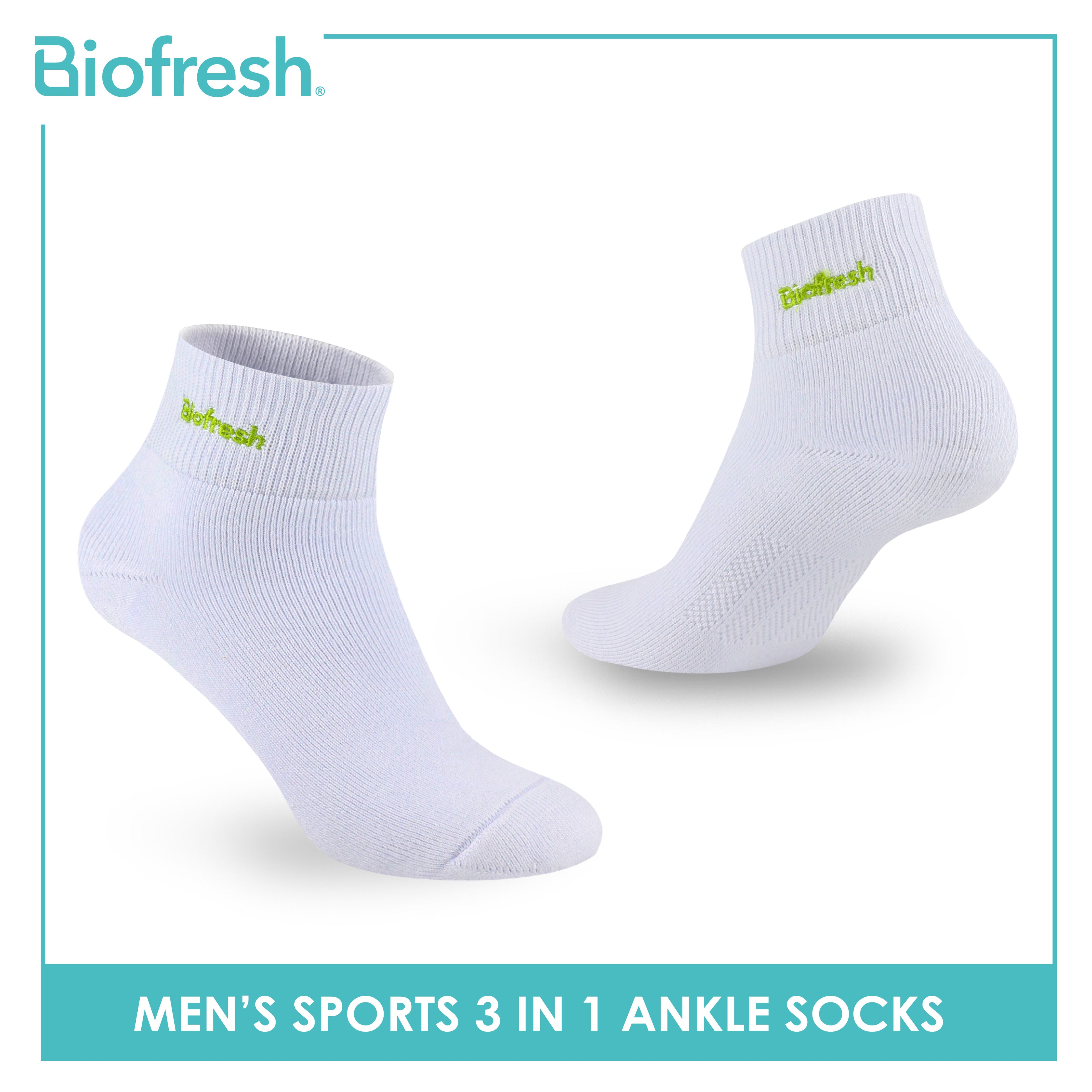 Biofresh Men’s Antimicrobial Cotton Thick Sports Ankle Socks 3 pairs in a pack RMSEG6