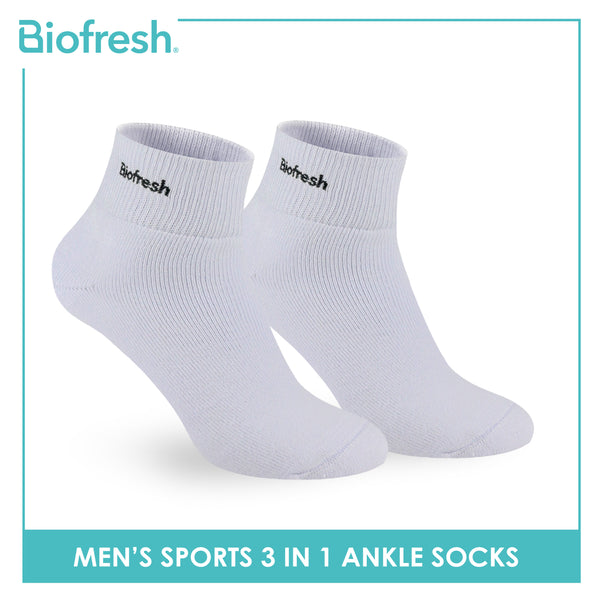 Biofresh Men’s Antimicrobial Cotton Thick Sports Ankle Socks 3 pairs in a pack RMSEG6