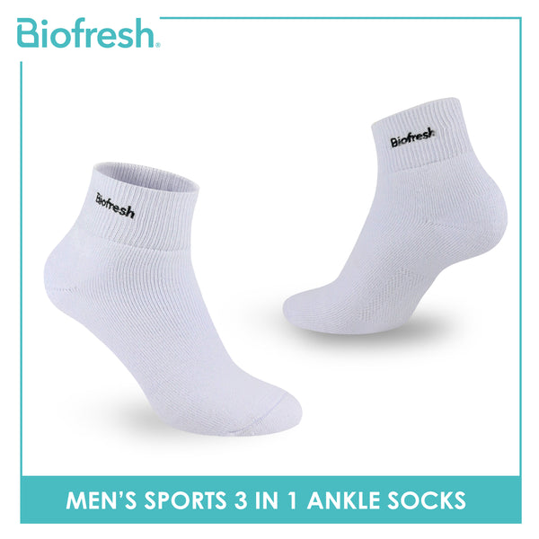 Biofresh Men’s Antimicrobial Cotton Thick Sports Ankle Socks 3 pairs in a pack RMSEG6