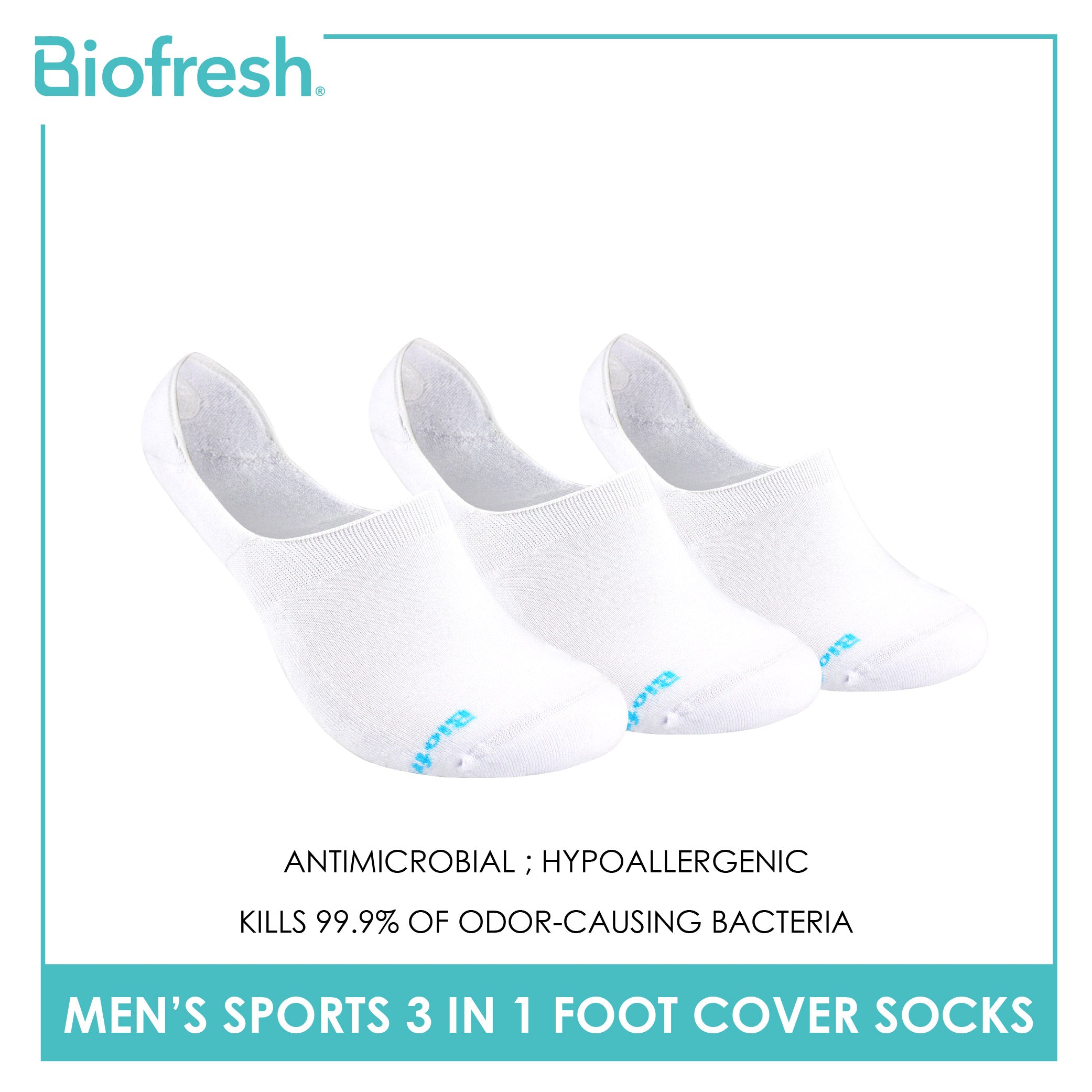 Biofresh Men’s Antimicrobial Cotton Lite Thick Sports Foot Cover 3 pairs in a pack RMSFG4
