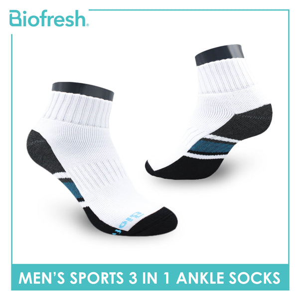 Biofresh Men's Thick Cotton Ankle Sports Socks 3 pairs in a pack RMSKG17