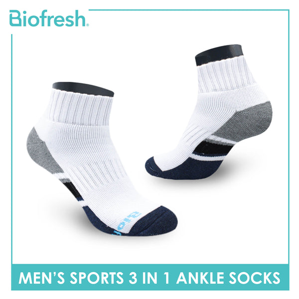 Biofresh Men's Thick Cotton Ankle Sports Socks 3 pairs in a pack RMSKG17