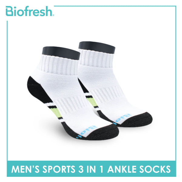 Biofresh Men's Thick Cotton Ankle Sports Socks 3 pairs in a pack RMSKG17