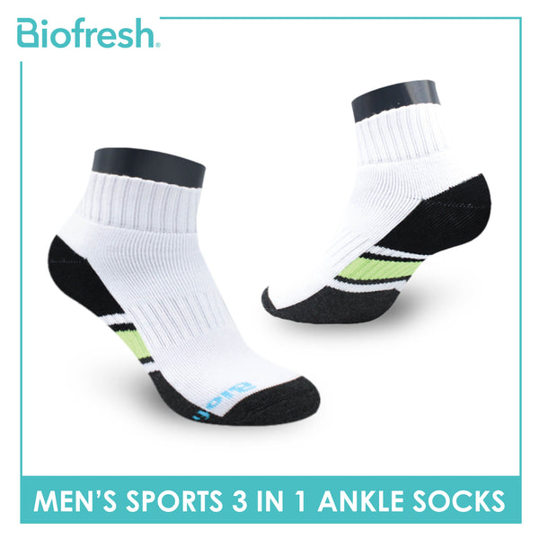 Biofresh Men's Thick Cotton Ankle Sports Socks 3 pairs in a pack RMSKG17