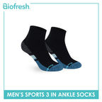 Biofresh Men's Cotton Ankle Thick Sports Socks 3 pairs in a pack RMSKG17