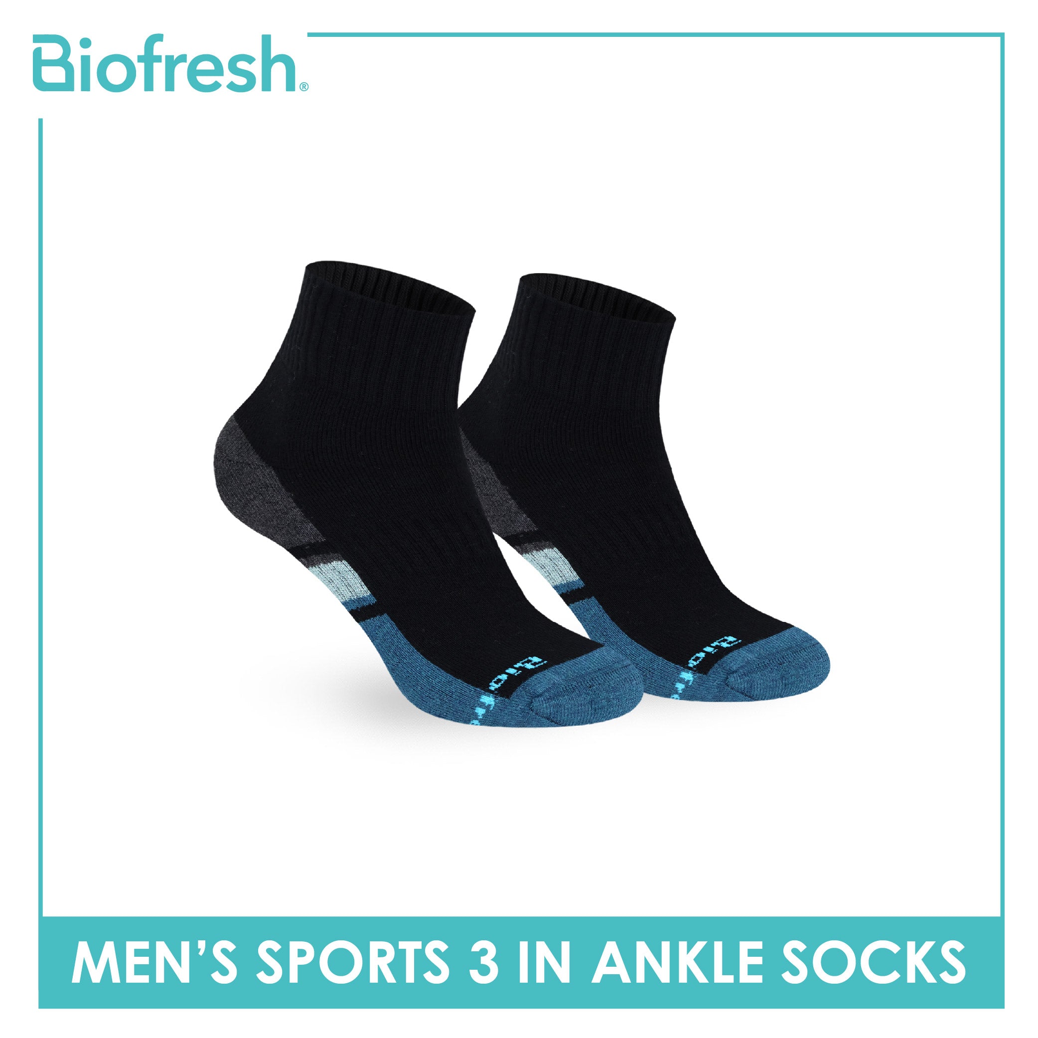 Biofresh Men's Cotton Ankle Thick Sports Socks 3 pairs in a pack RMSKG17