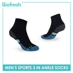 Biofresh Men's Cotton Ankle Thick Sports Socks 3 pairs in a pack RMSKG17