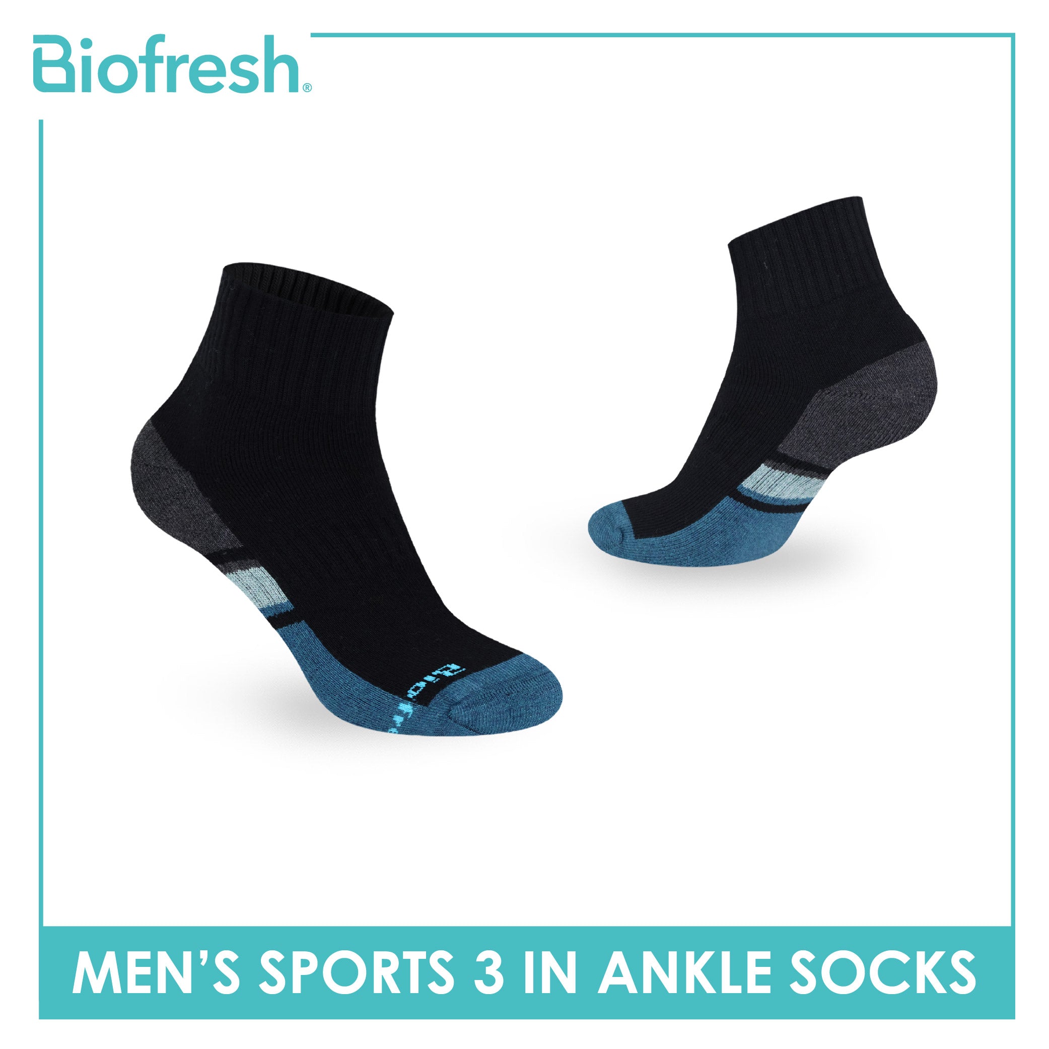 Biofresh Men's Cotton Ankle Thick Sports Socks 3 pairs in a pack RMSKG17