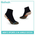 Biofresh Men's Cotton Ankle Thick Sports Socks 3 pairs in a pack RMSKG17