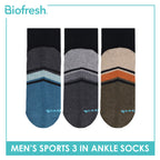 Biofresh Men's Cotton Ankle Thick Sports Socks 3 pairs in a pack RMSKG17