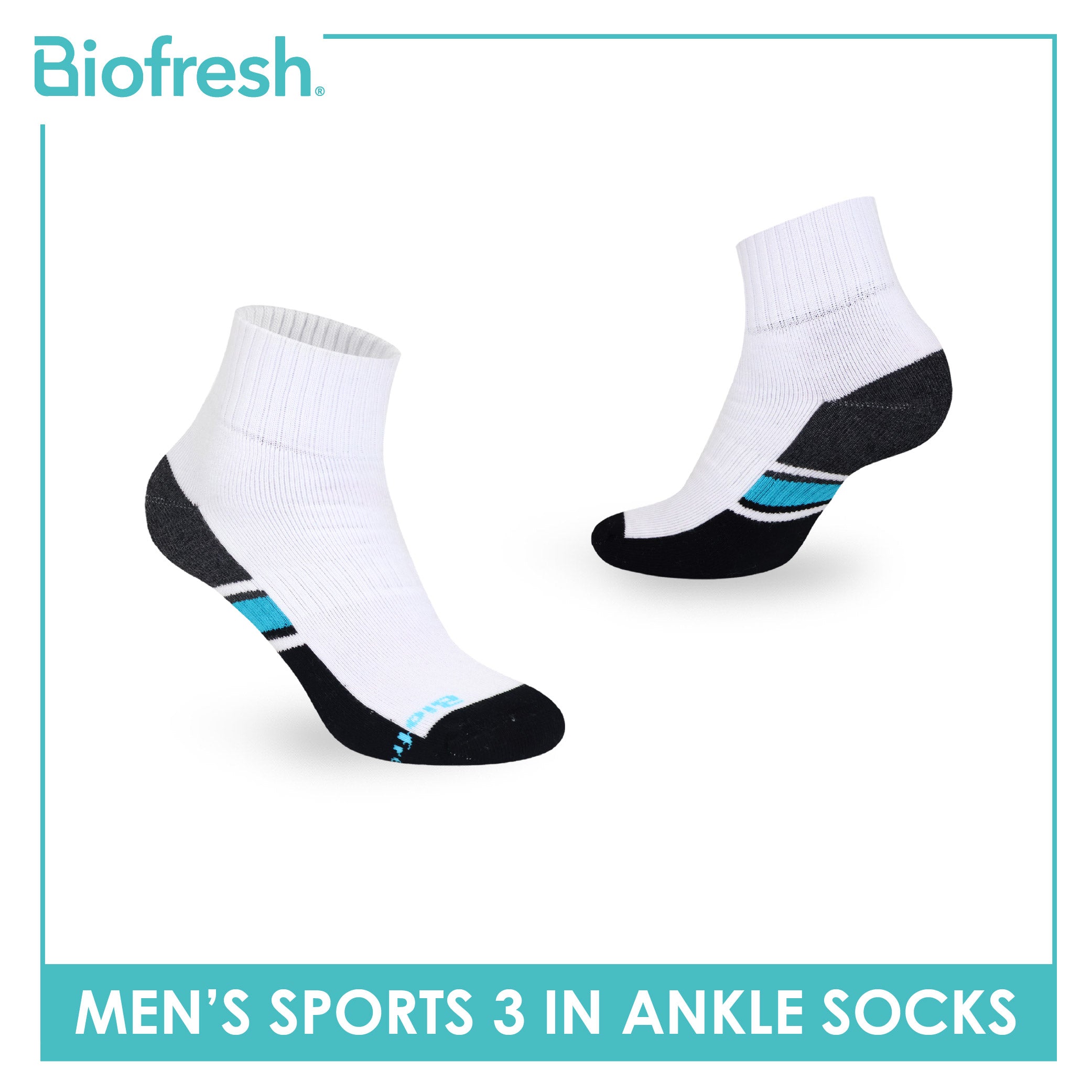 Biofresh Men's Cotton Ankle Thick Sports Socks 3 pairs in a pack RMSKG17