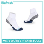Biofresh Men's Cotton Ankle Thick Sports Socks 3 pairs in a pack RMSKG17