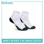 Biofresh Men's Cotton Ankle Thick Sports Socks 3 pairs in a pack RMSKG17
