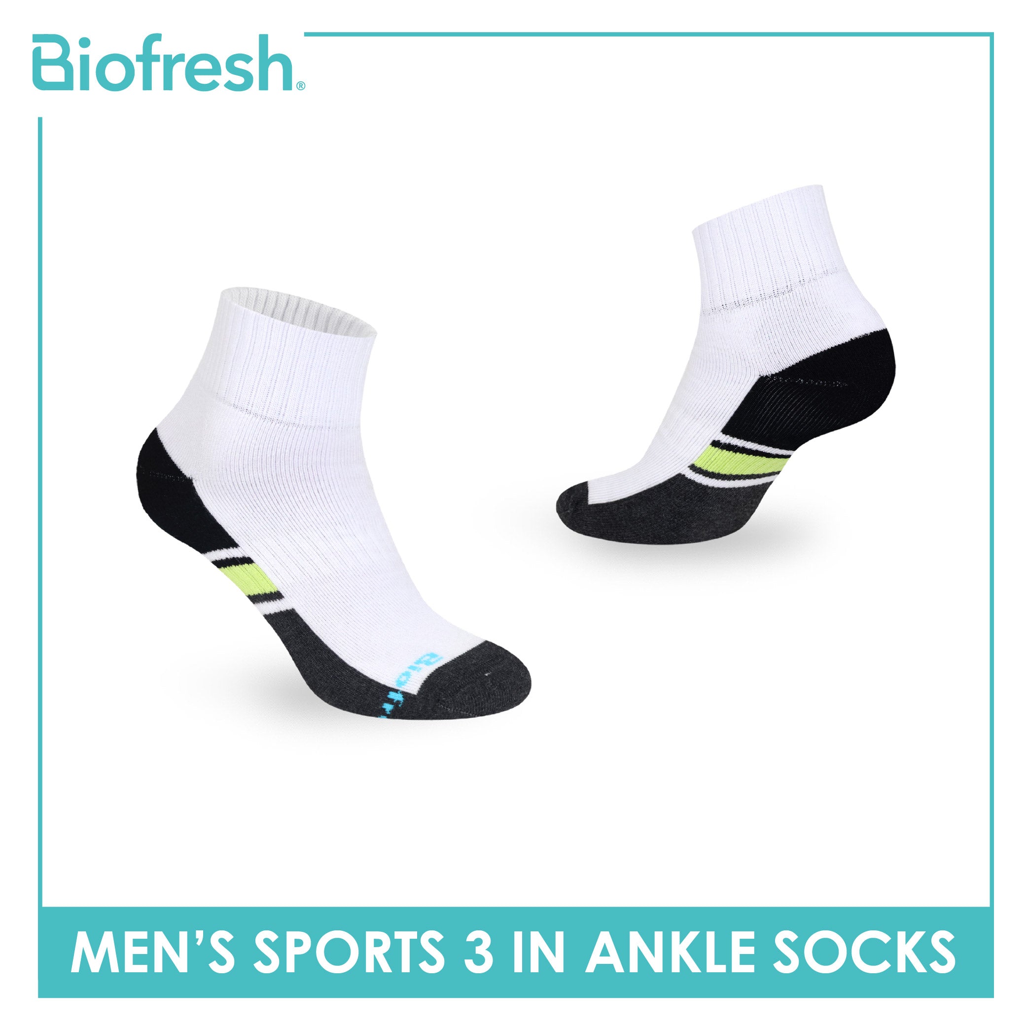 Biofresh Men's Cotton Ankle Thick Sports Socks 3 pairs in a pack RMSKG17