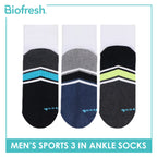 Biofresh Men's Cotton Ankle Thick Sports Socks 3 pairs in a pack RMSKG17