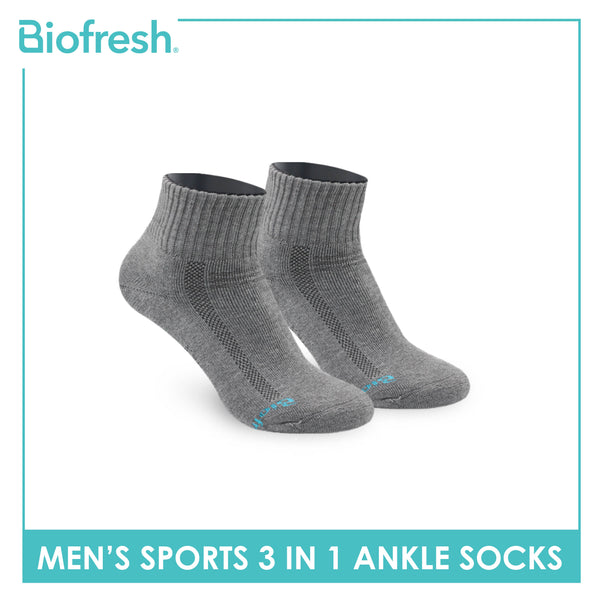 Biofresh Men's Thick Cotton Ankle Sports Socks 3 pairs in a pack RMSKG18