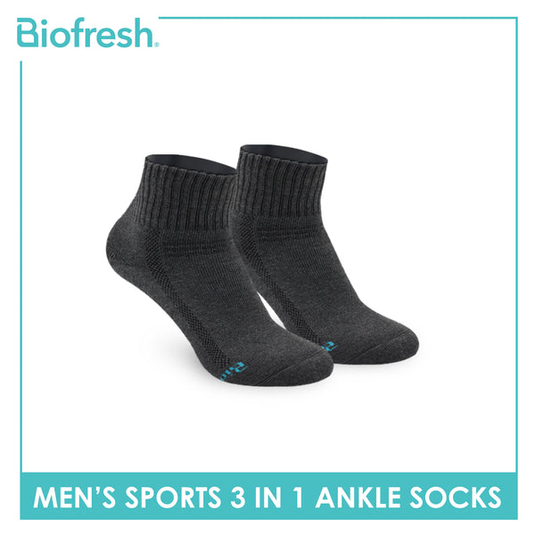 Biofresh Men's Thick Cotton Ankle Sports Socks 3 pairs in a pack RMSKG18