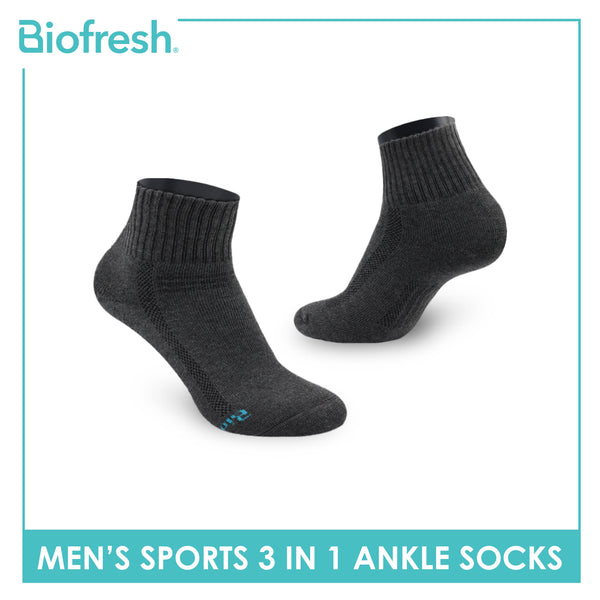 Biofresh Men's Thick Cotton Ankle Sports Socks 3 pairs in a pack RMSKG18