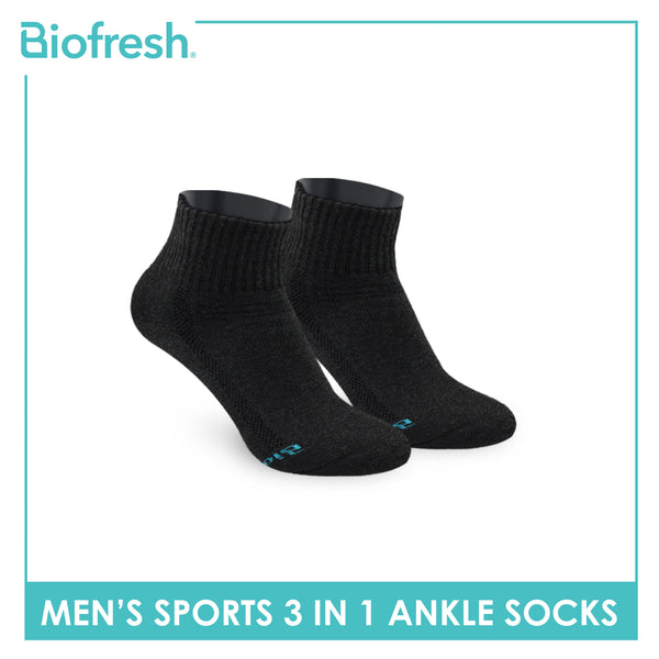 Biofresh Men's Thick Cotton Ankle Sports Socks 3 pairs in a pack RMSKG18