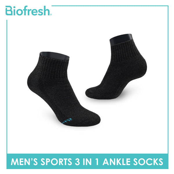 Biofresh Men's Thick Cotton Ankle Sports Socks 3 pairs in a pack RMSKG18