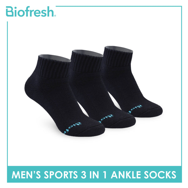 Biofresh Men's Thick Cotton Ankle Sports Socks 3 pairs in a pack RMSKG18