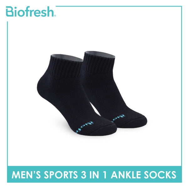 Biofresh Men's Thick Cotton Ankle Sports Socks 3 pairs in a pack RMSKG18