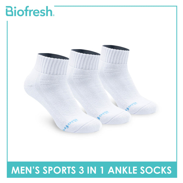 Biofresh Men's Thick Cotton Ankle Sports Socks 3 pairs in a pack RMSKG18