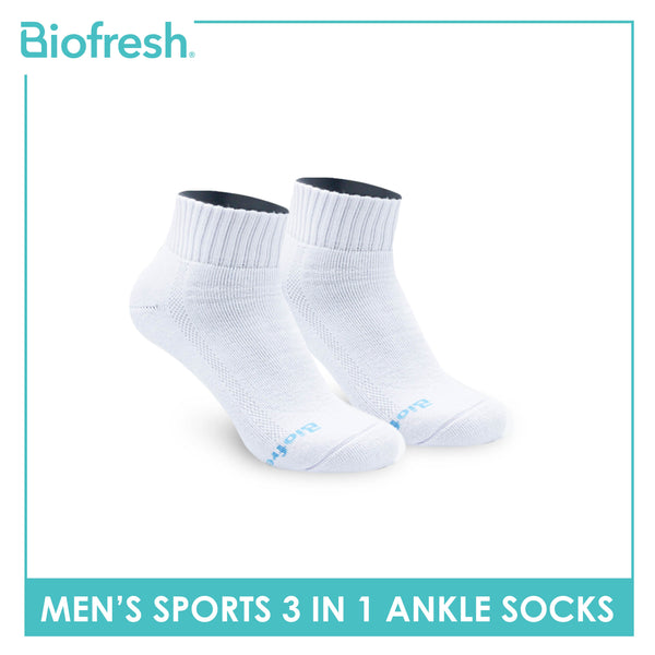 Biofresh Men's Thick Cotton Ankle Sports Socks 3 pairs in a pack RMSKG18