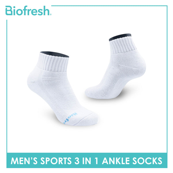 Biofresh Men's Thick Cotton Ankle Sports Socks 3 pairs in a pack RMSKG18