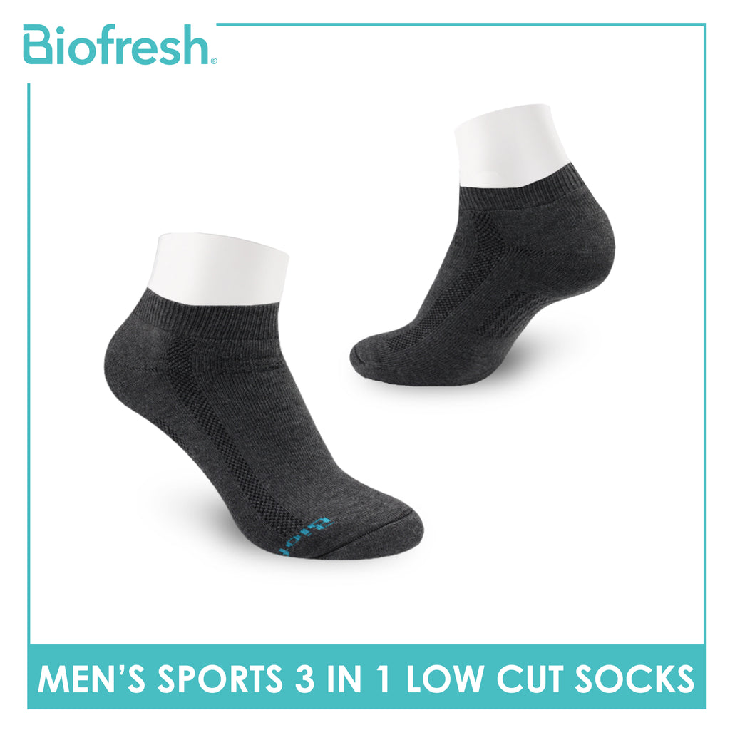 Biofresh Men’s Antimicrobial Odor Free Cotton Ankle Thick Sports Socks 3 pairs in a pack RMSKG19