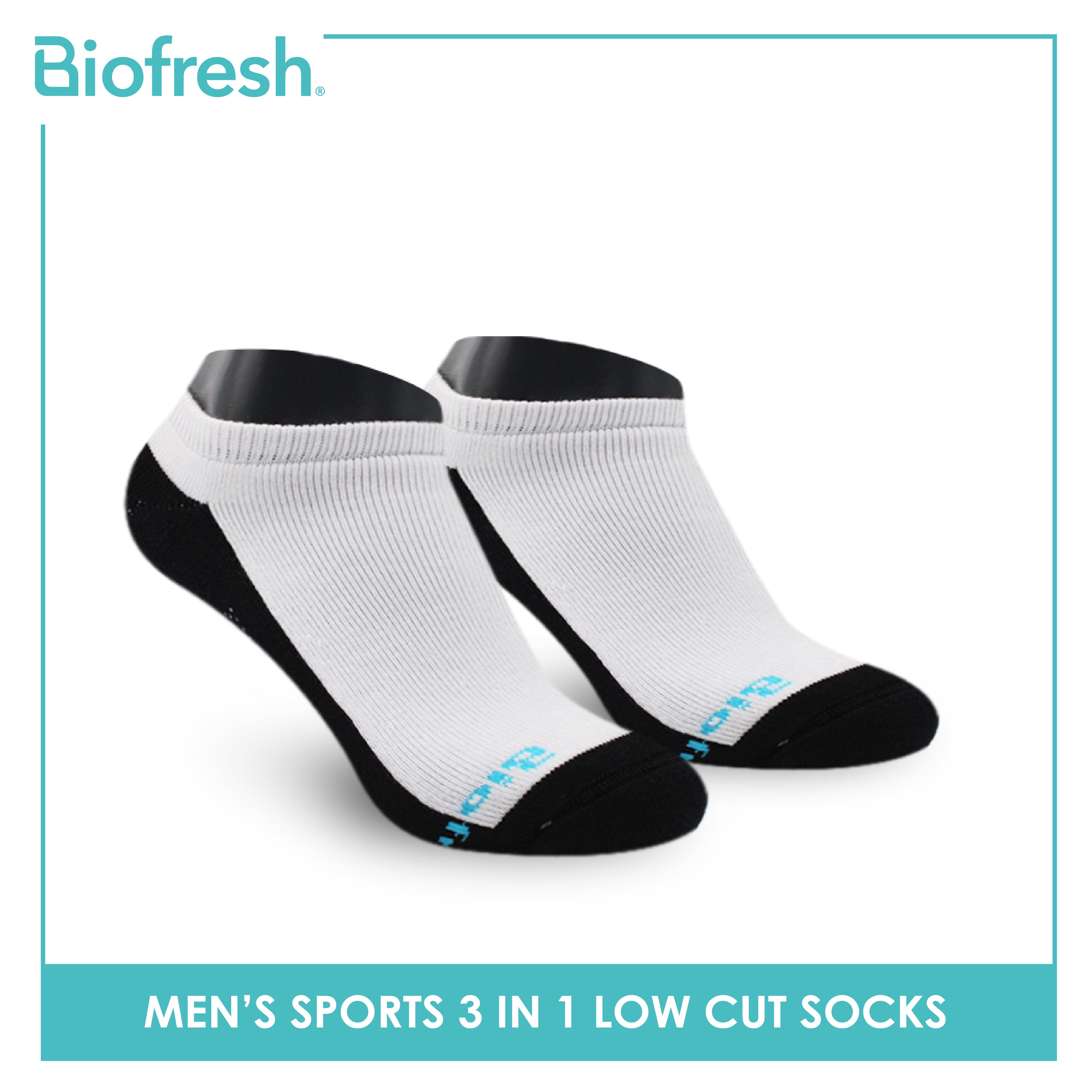 Biofresh Men's Antimicrobial Cotton Thick Sports Low Cut Socks 3 pairs in a pack RMSKG29