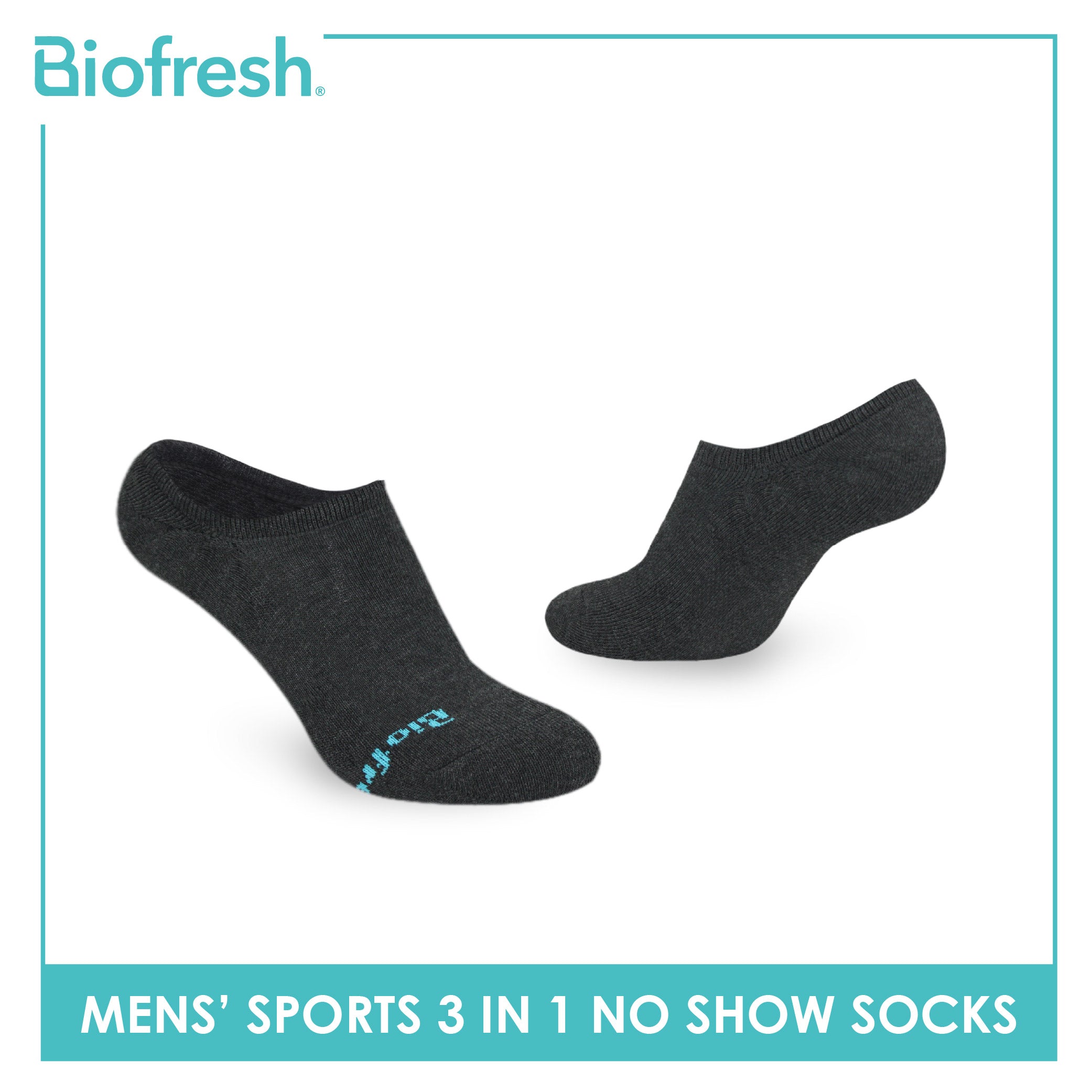 Biofresh Men's Cotton Thick Sports No Show Socks 3 pairs in a pack RMSKG30