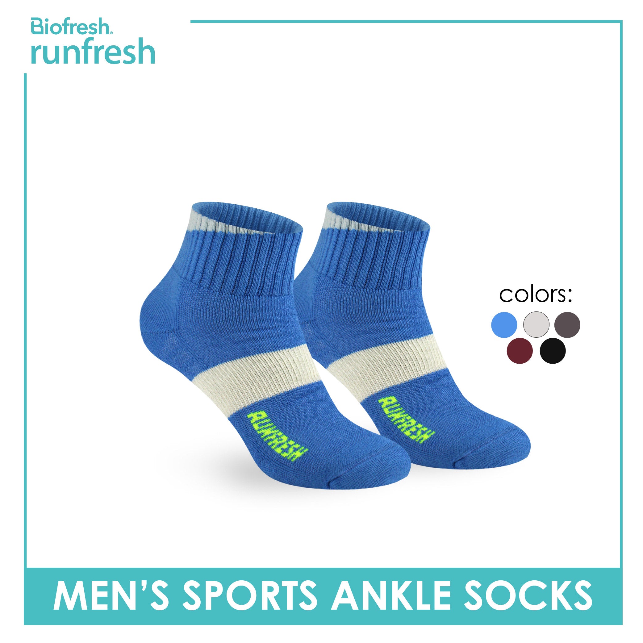 Biofresh Runfresh Men’s Cotton Thick Sports Ankle Socks 1 pair RRMS531