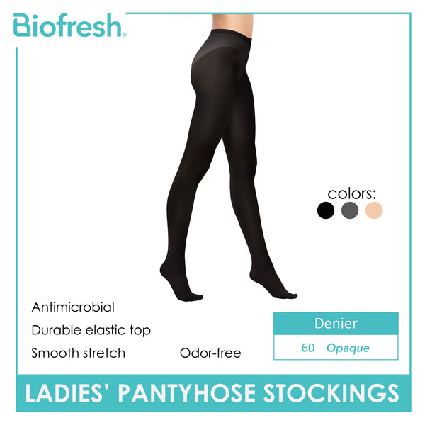 Biofresh Ladies’ Antimicrobial Full Support Smooth Stretch Pantyhose Stockings 60 Denier 1 pair RSP60