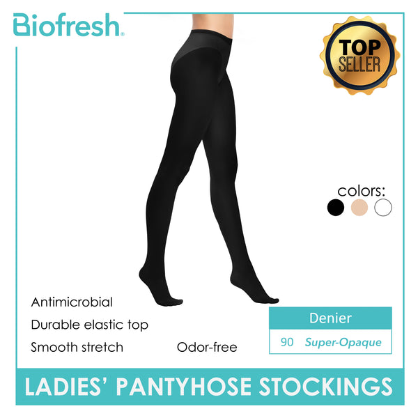 Biofresh Ladies’ Antimicrobial Full Support Smooth Stretch Pantyhose Stockings 90 Denier 1 pair RSP90