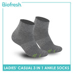 Biofresh Ladies’ Green Tea Lite Casual Ankle Socks 3 pairs in 1 pack RTLCKG2