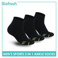 Biofresh Men's Antimicrobial Green Tea Thick Sports Ankle Socks 3 pairs in 1 pack RTMSKG1H