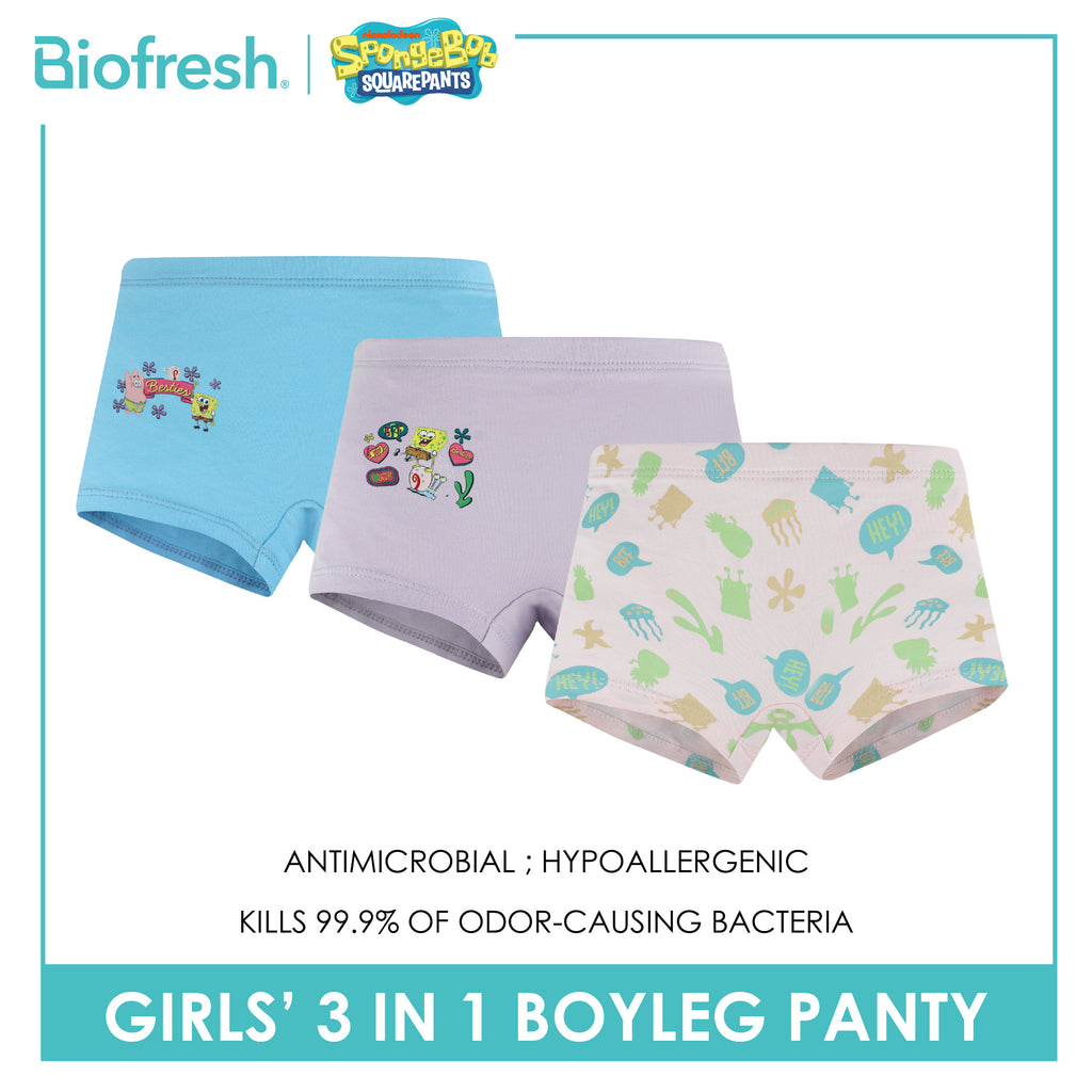 Biofresh | SpongeBob Girl's Antimicrobial Cotton Boyleg Panty 3 pieces in a pack SBGPBG511