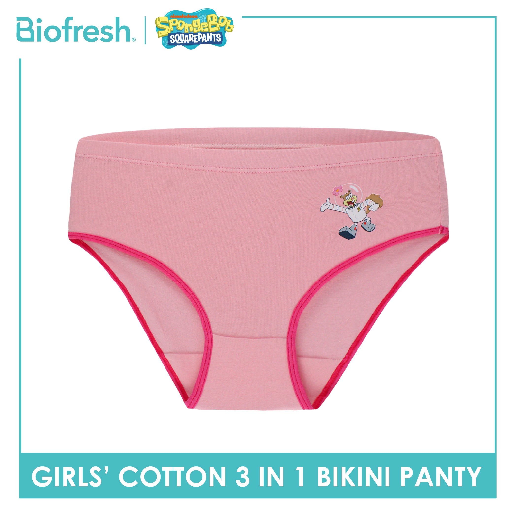 Biofresh | SpongeBob Girl's Antimicrobial Cotton Bikini Panty 3 pieces in a pack SBGPKG511